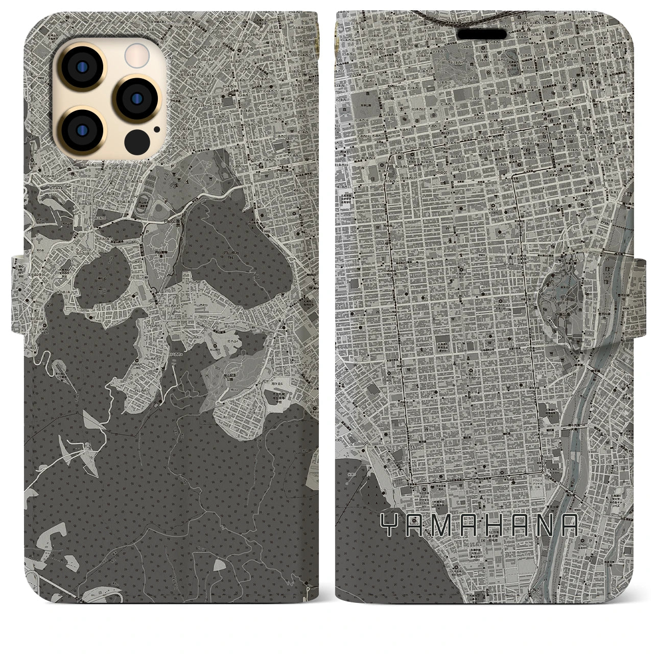 【山鼻(北海道)】地図柄iPhoneケース(手帳タイプ)