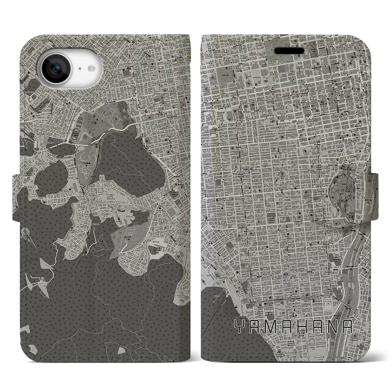 【山鼻(北海道)】地図柄iPhoneケース(手帳タイプ)