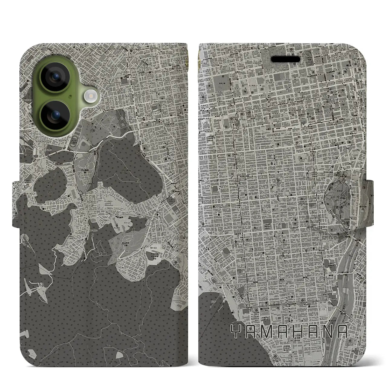 【山鼻(北海道)】地図柄iPhoneケース(手帳タイプ)