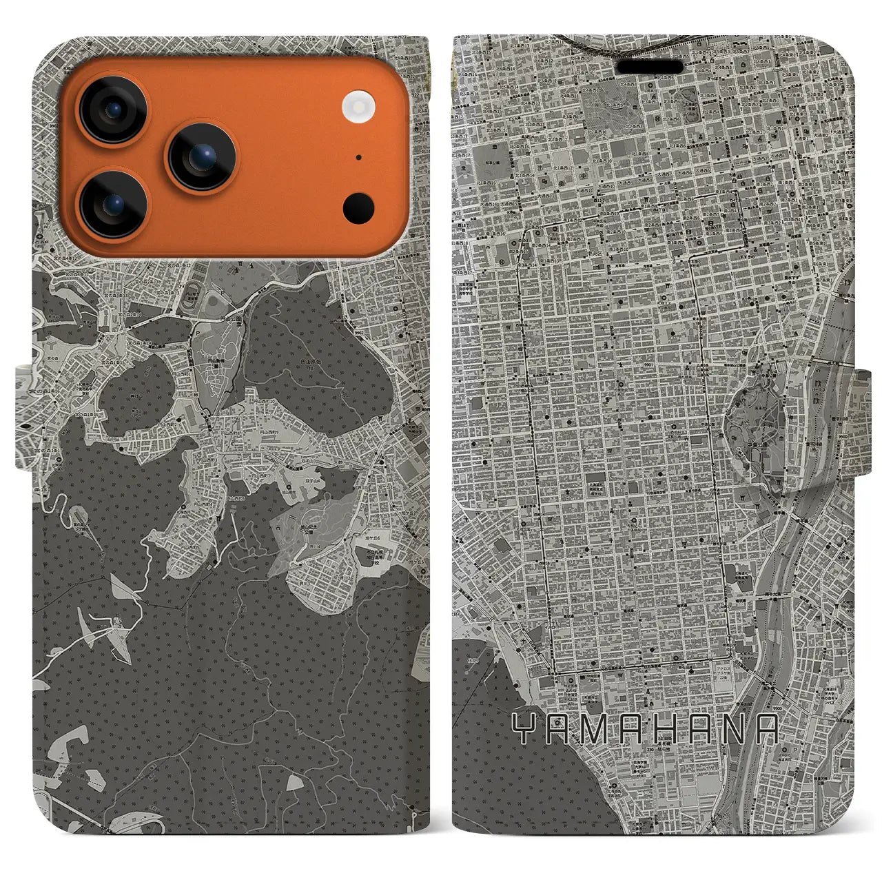 【山鼻(北海道)】地図柄iPhoneケース(手帳タイプ)