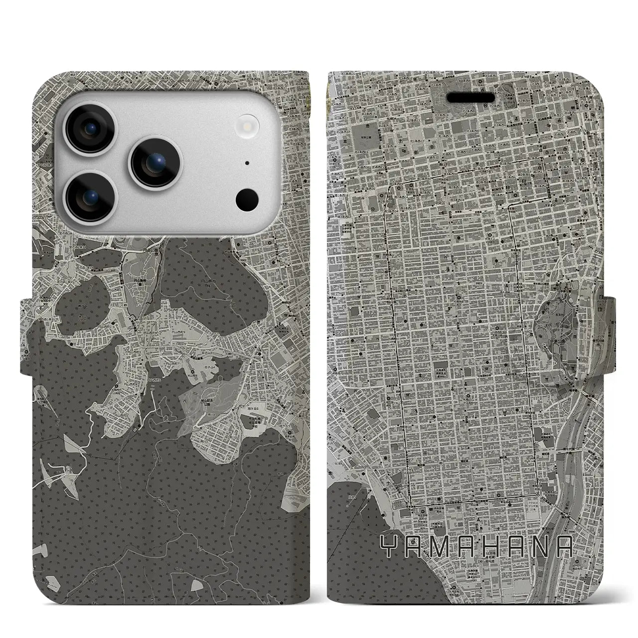 【山鼻(北海道)】地図柄iPhoneケース(手帳タイプ)