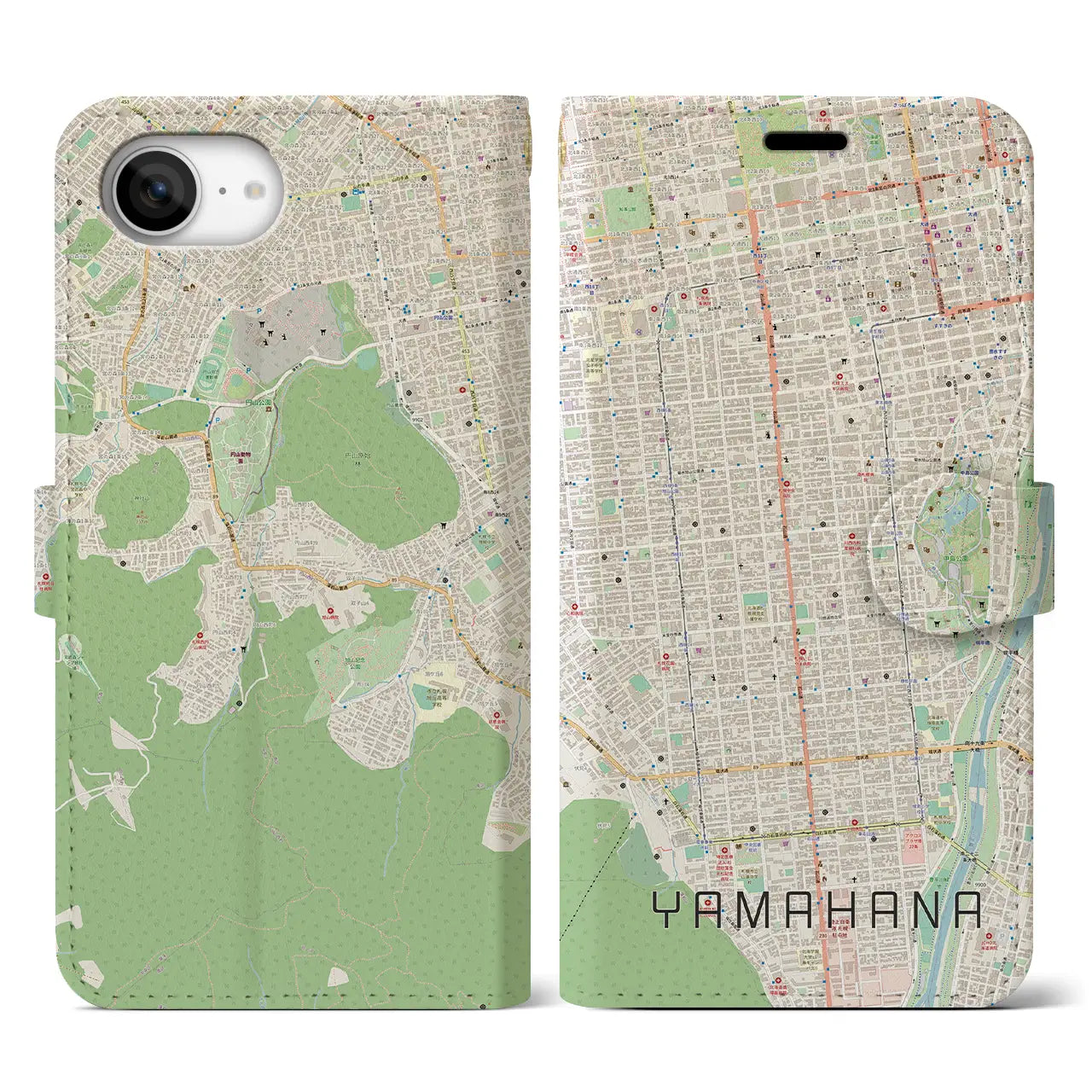 【山鼻(北海道)】地図柄iPhoneケース(手帳タイプ)