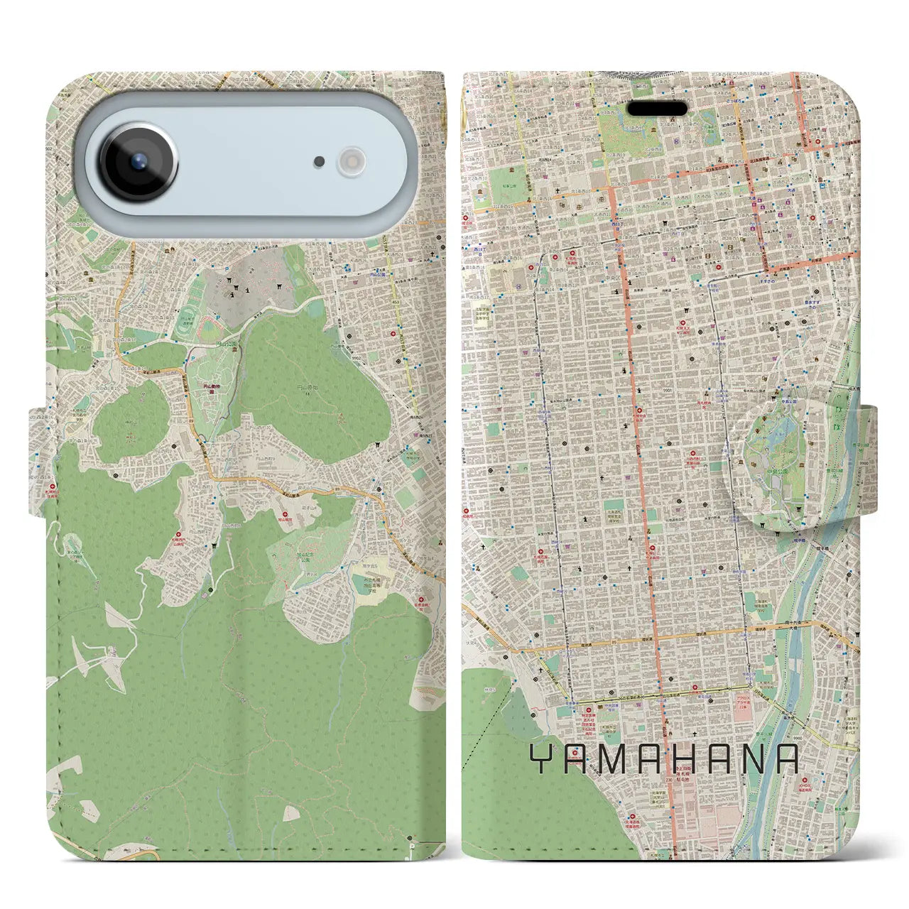 【山鼻(北海道)】地図柄iPhoneケース(手帳タイプ)