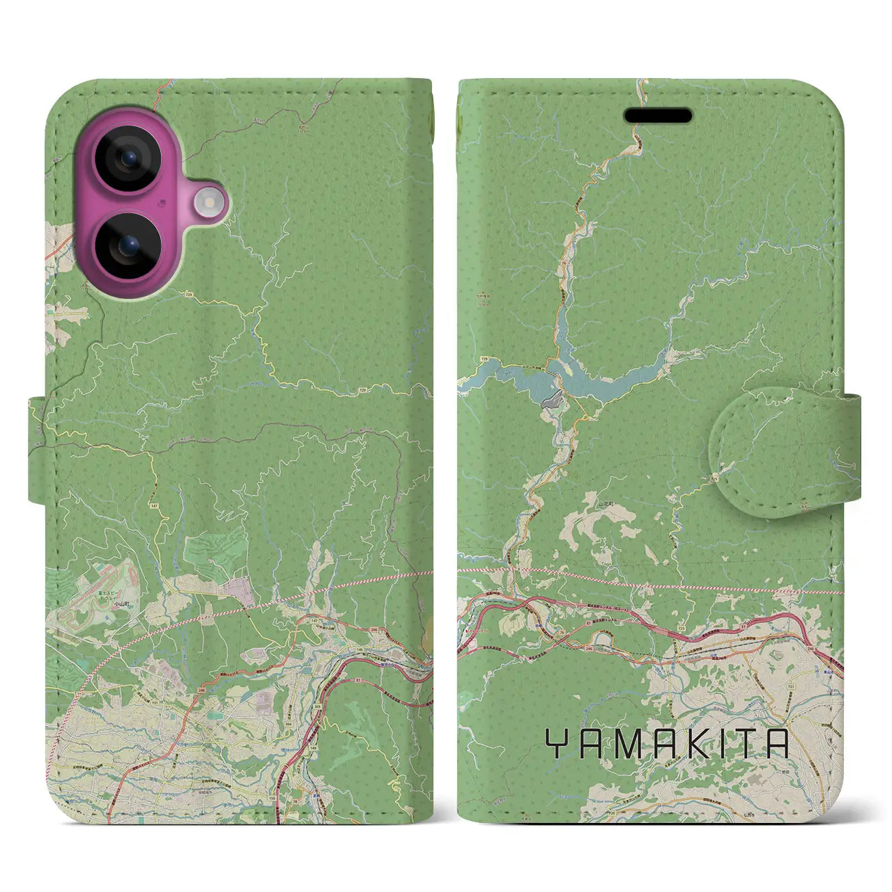 【山北(神奈川県)】地図柄iPhoneケース(手帳タイプ)ナチュラル・iPhone 16 Pro 用