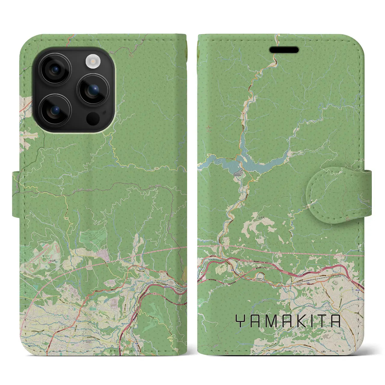 【山北(神奈川県)】地図柄iPhoneケース(手帳タイプ)ナチュラル・iPhone 16 用