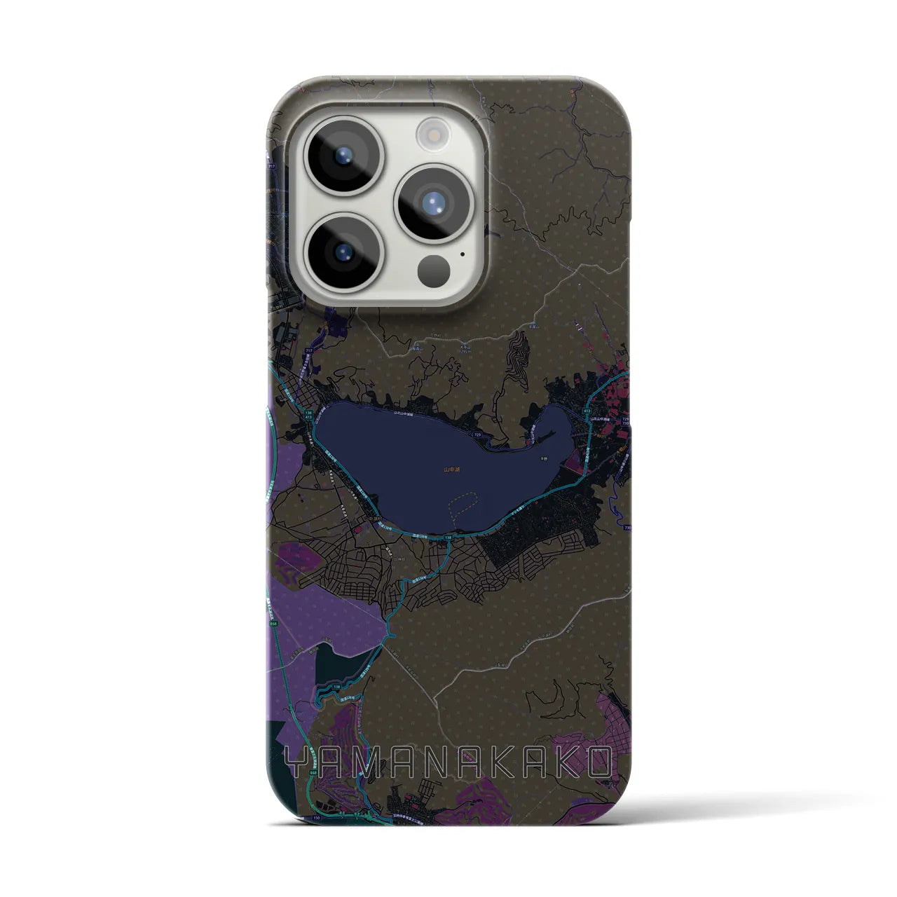 【山中湖(山梨県)】地図柄iPhoneケース(バックカバータイプ)