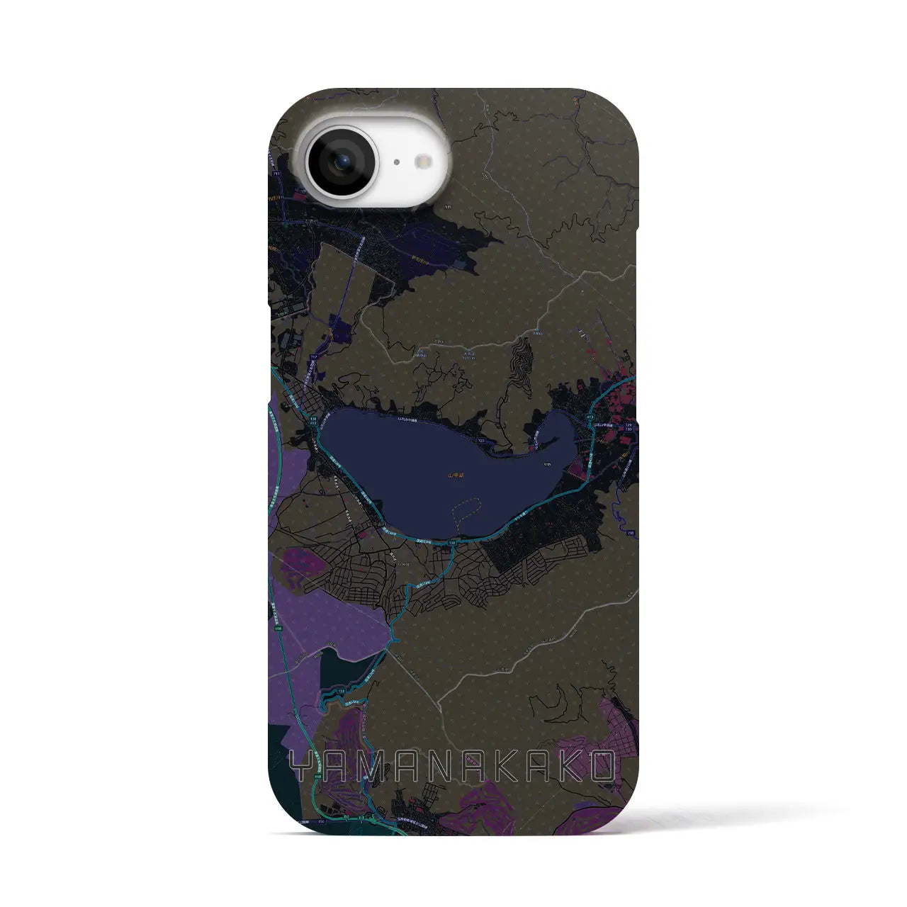 【山中湖(山梨県)】地図柄iPhoneケース(バックカバータイプ)
