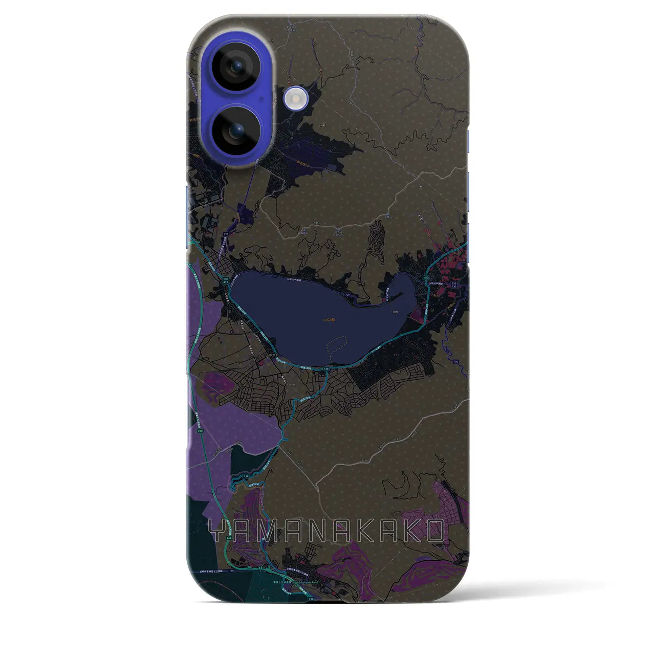 【山中湖(山梨県)】地図柄iPhoneケース(バックカバータイプ)