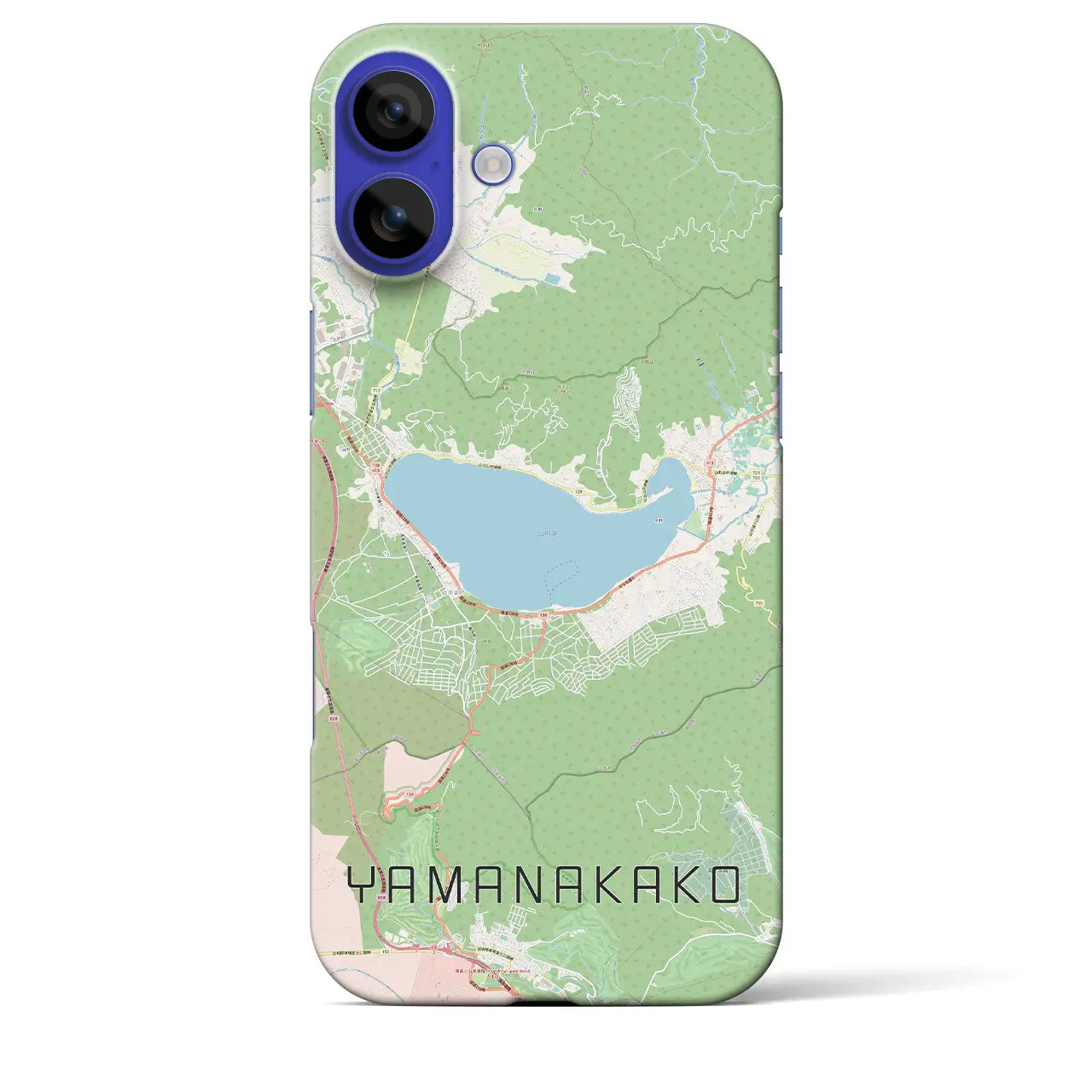 【山中湖(山梨県)】地図柄iPhoneケース(バックカバータイプ)
