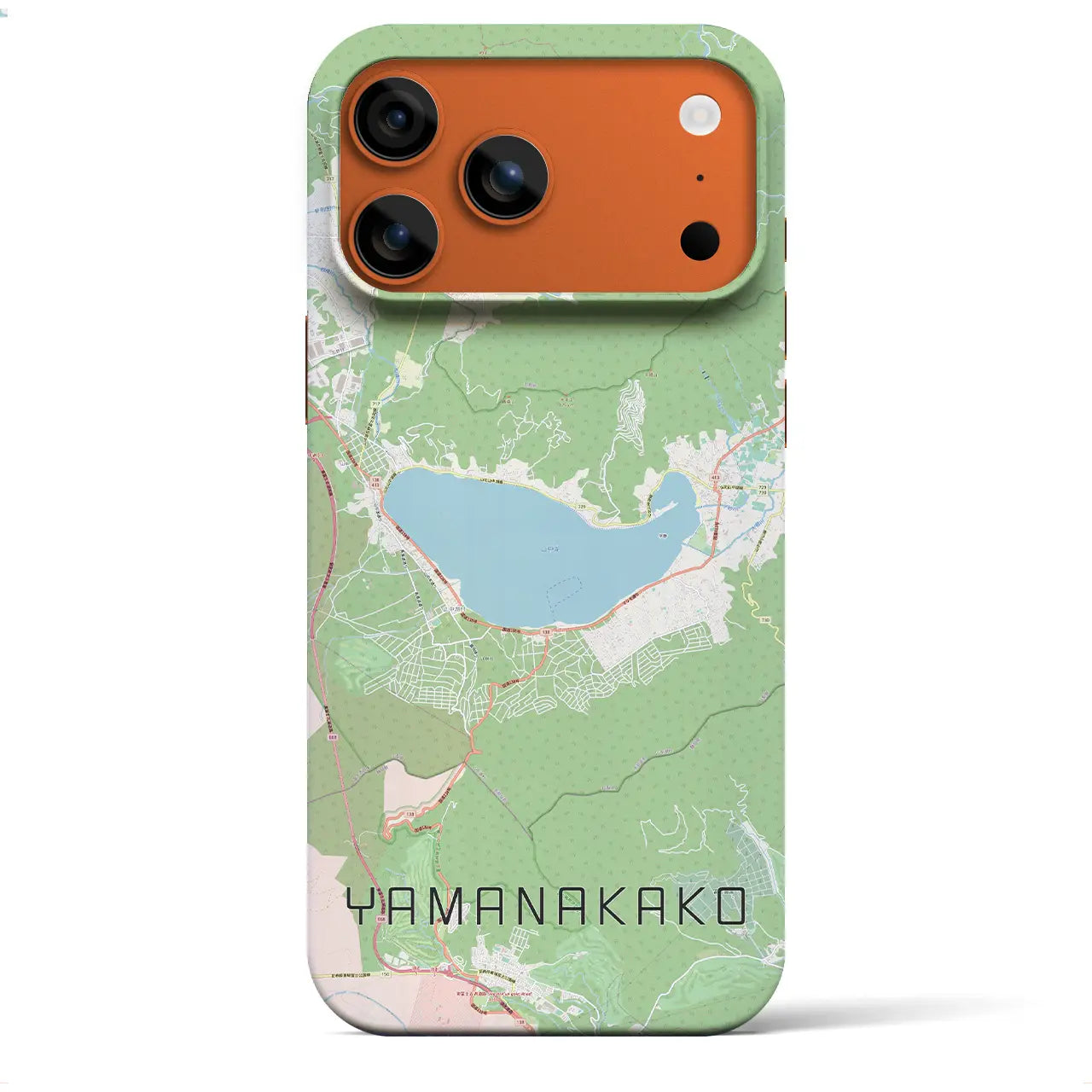 【山中湖(山梨県)】地図柄iPhoneケース(バックカバータイプ)