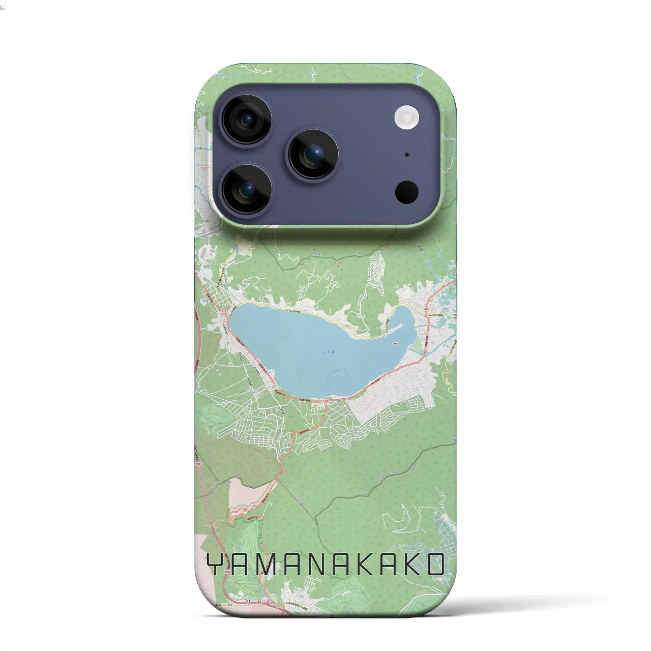 【山中湖(山梨県)】地図柄iPhoneケース(バックカバータイプ)ナチュラル・iPhone 17 Pro Max 用