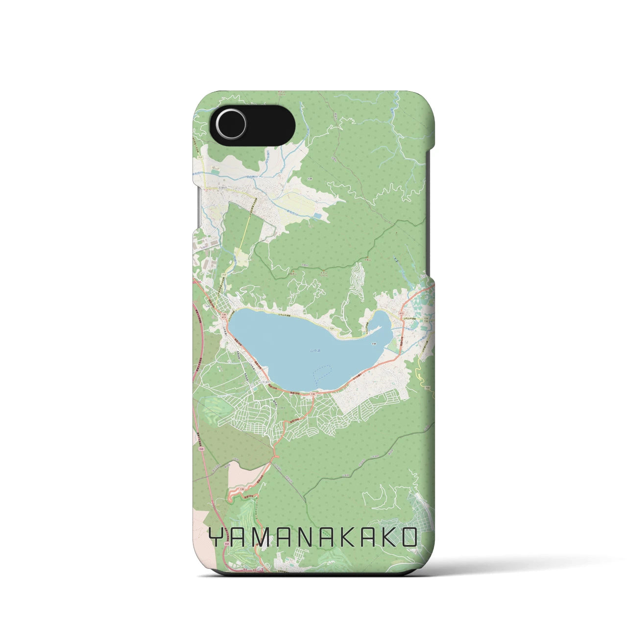 【山中湖(山梨県)】地図柄iPhoneケース(バックカバータイプ)