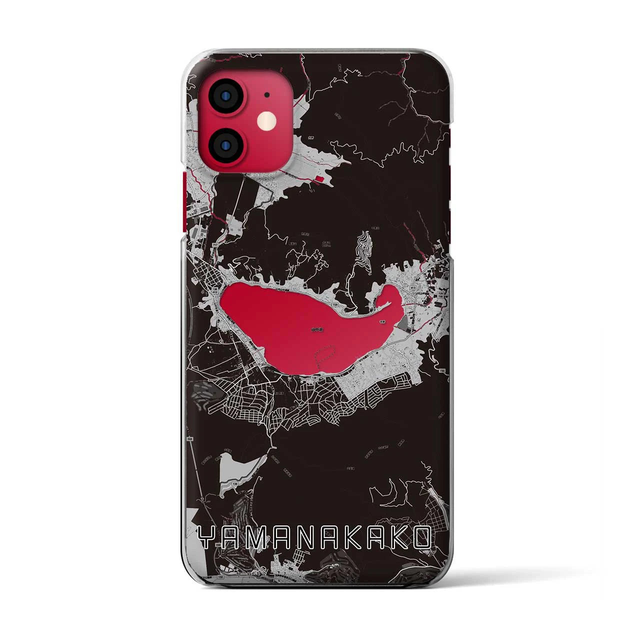 【山中湖(山梨県)】地図柄iPhoneケース(クリアタイプ)