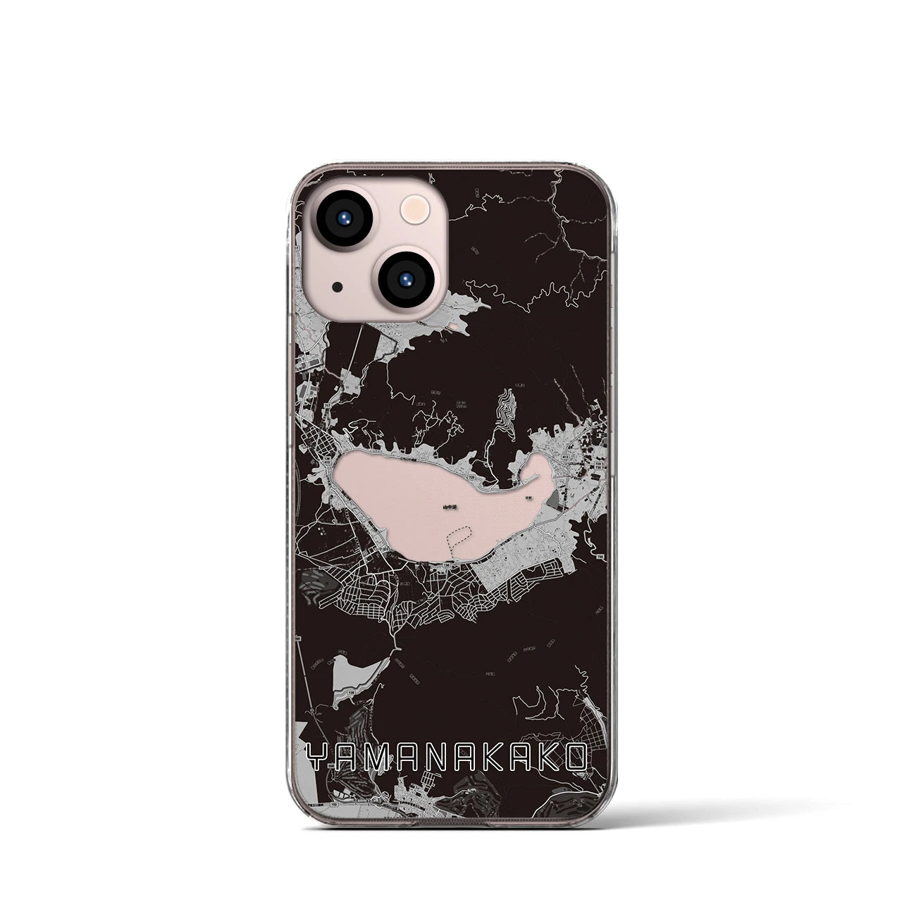 【山中湖(山梨県)】地図柄iPhoneケース(クリアタイプ)