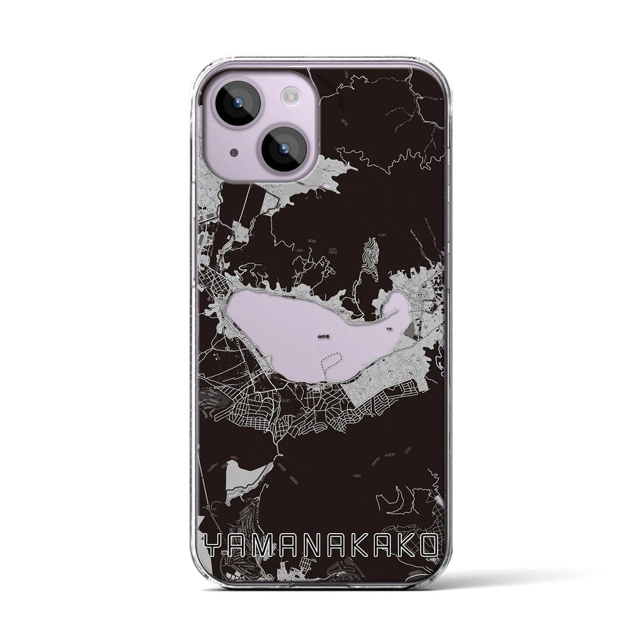 【山中湖(山梨県)】地図柄iPhoneケース(クリアタイプ)