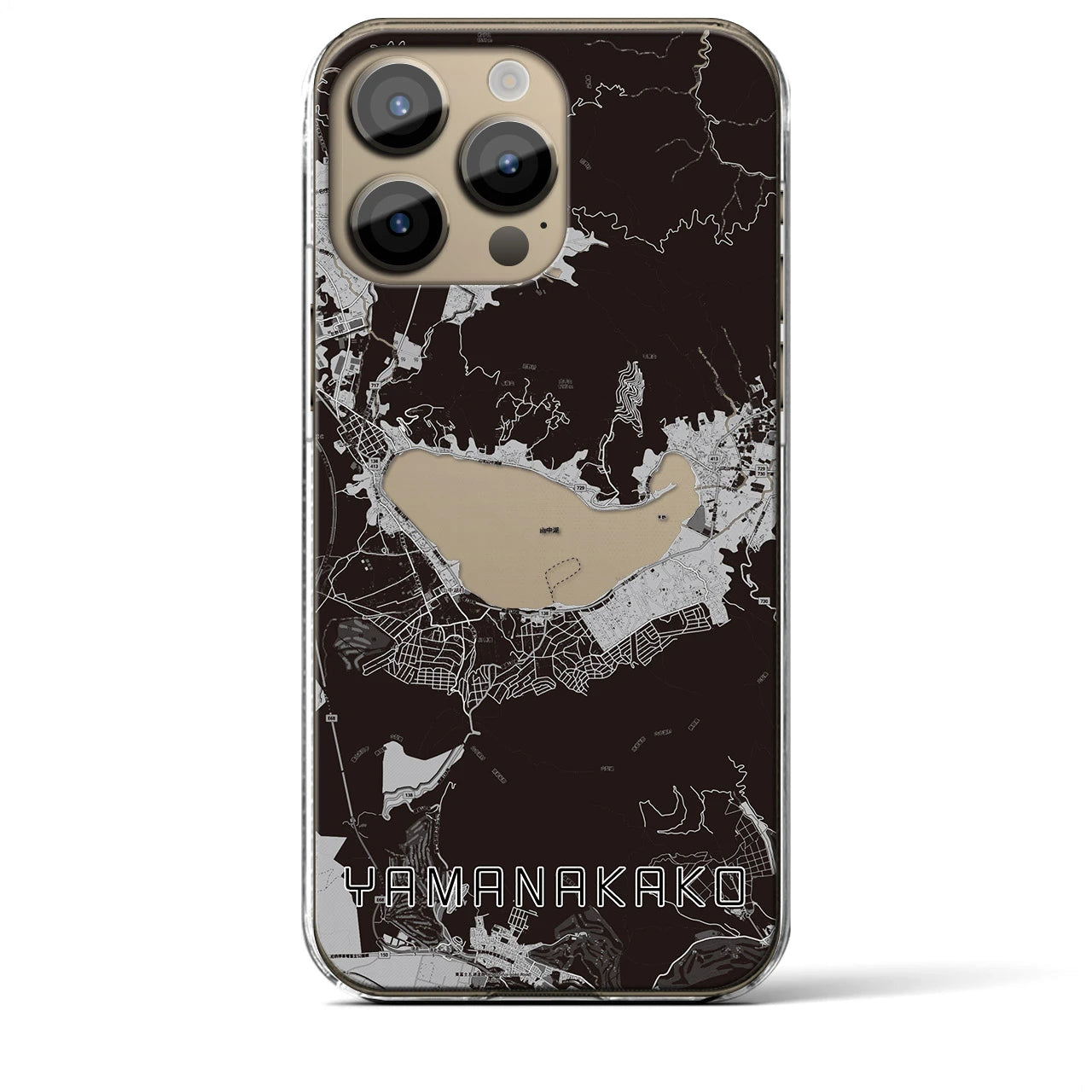 【山中湖(山梨県)】地図柄iPhoneケース(クリアタイプ)