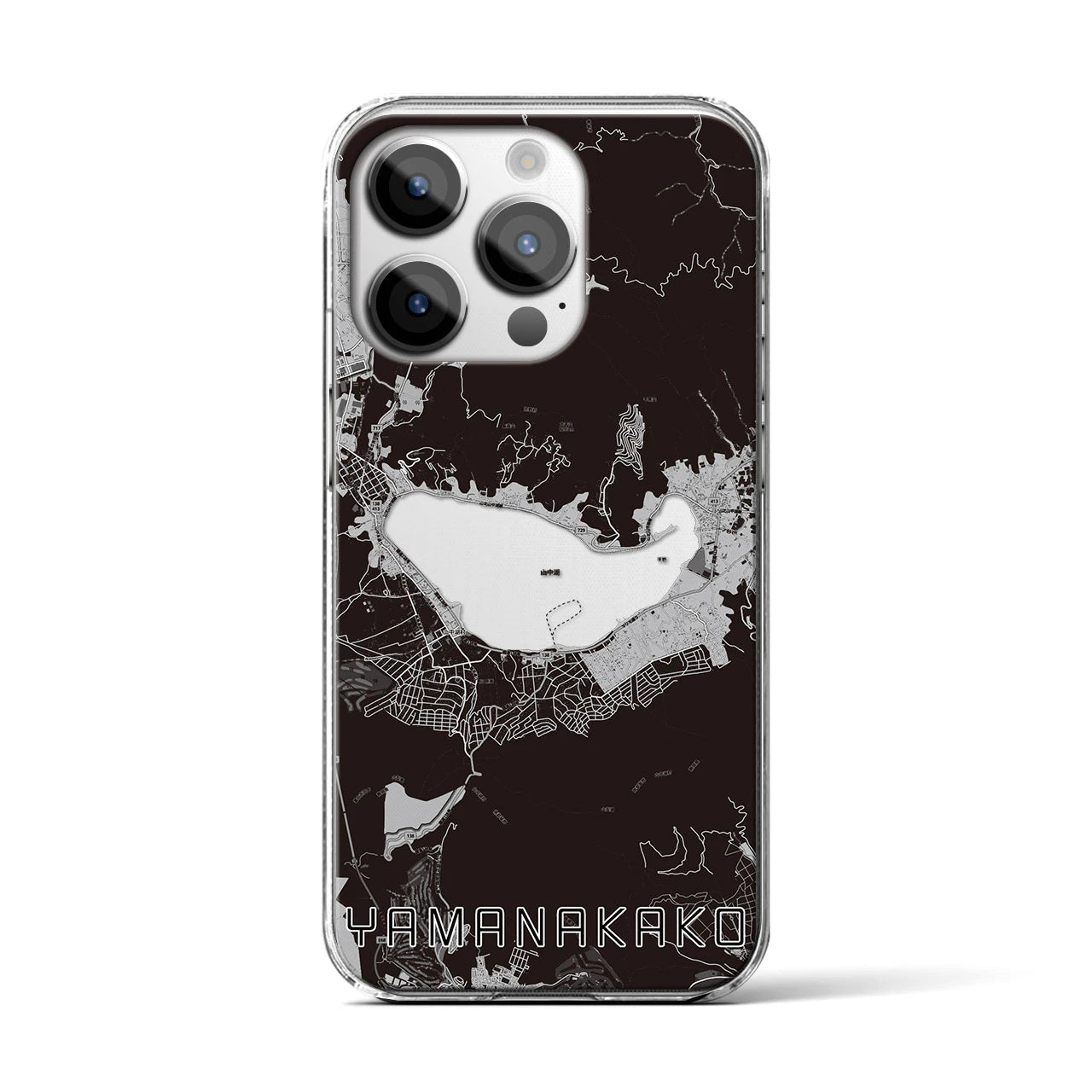 【山中湖(山梨県)】地図柄iPhoneケース(クリアタイプ)