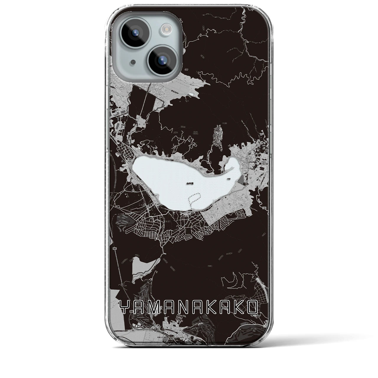 【山中湖(山梨県)】地図柄iPhoneケース(クリアタイプ)