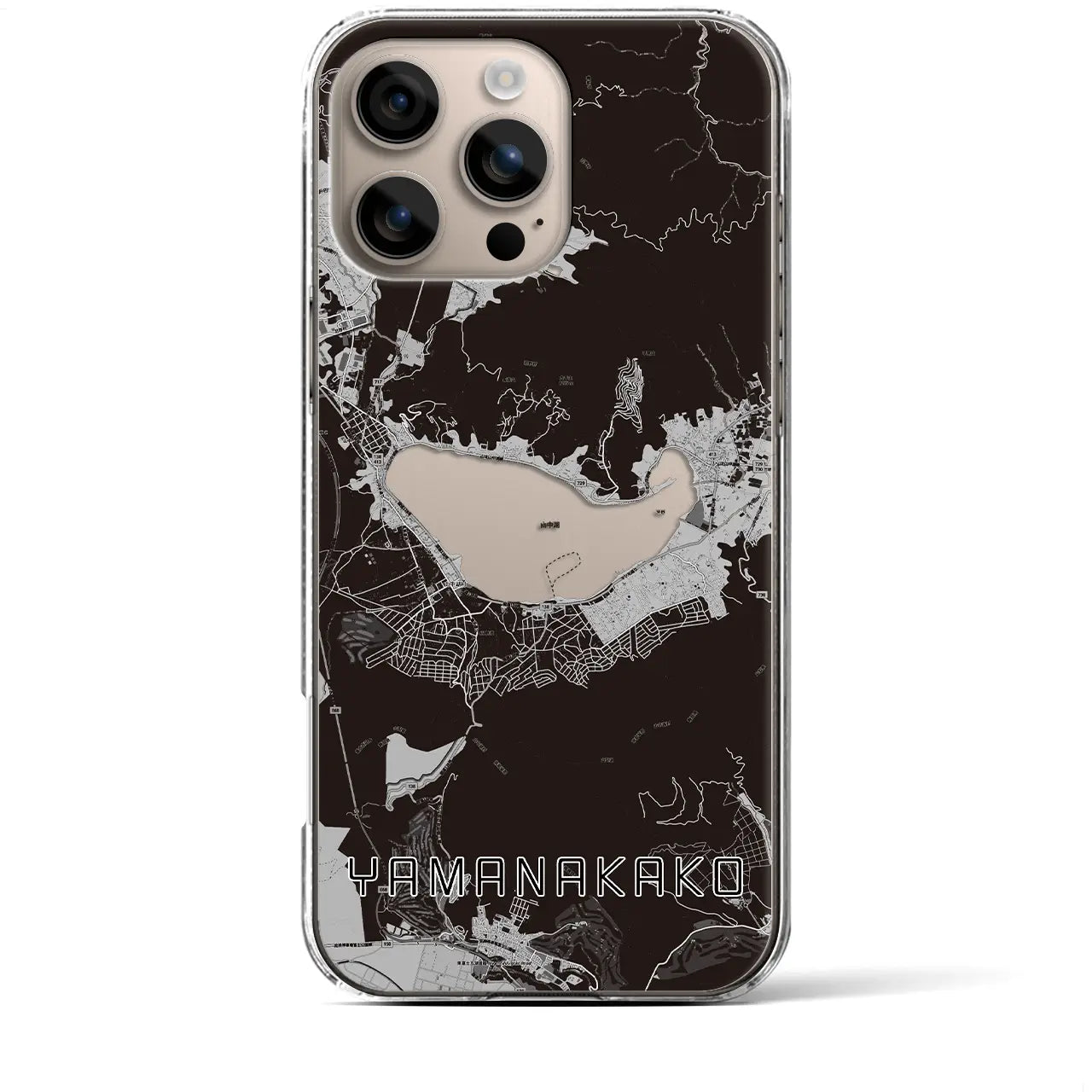 【山中湖(山梨県)】地図柄iPhoneケース(クリアタイプ)