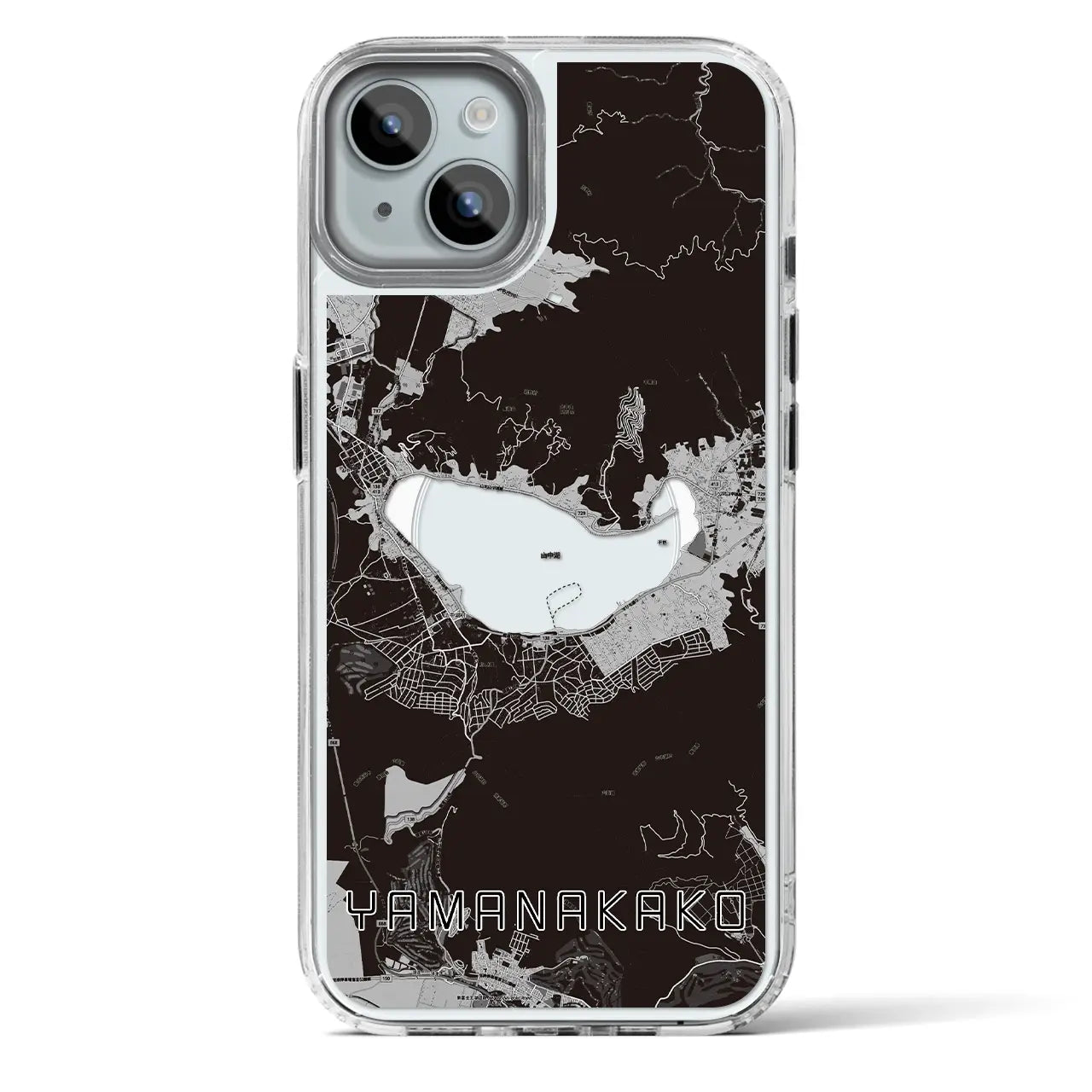 【山中湖(山梨県)】地図柄iPhoneケース(MagSafeタイプ)