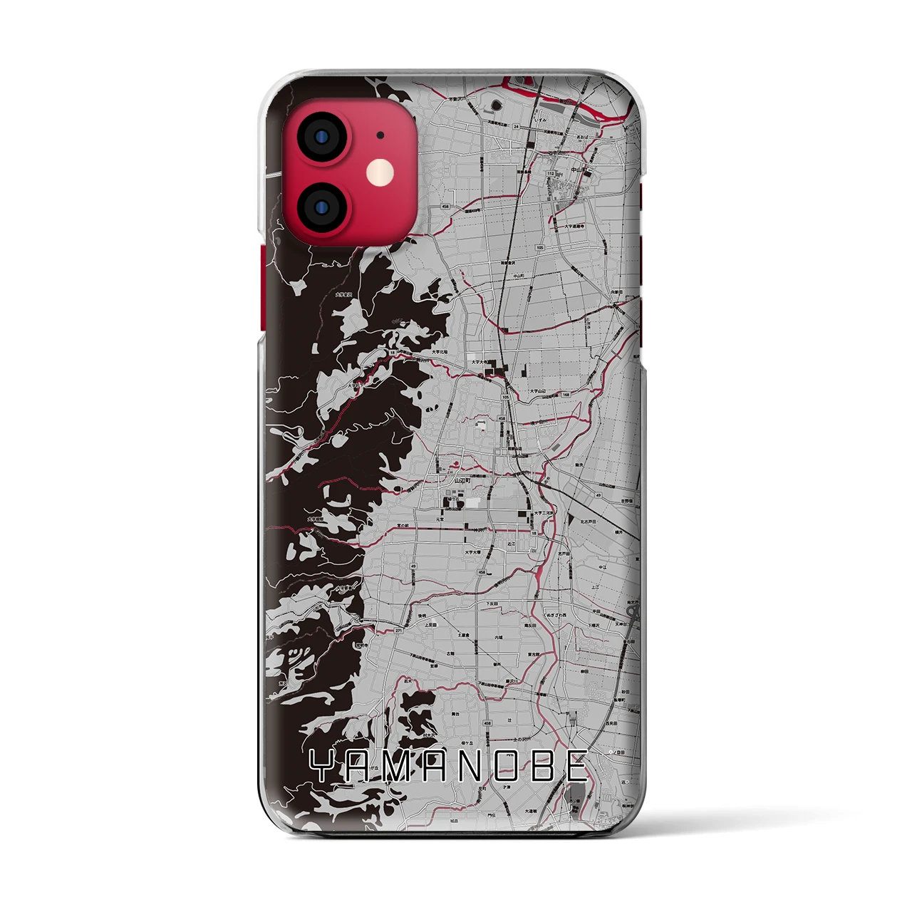 【山辺(山形県)】地図柄iPhoneケース(クリアタイプ)モノトーン・iPhone 11 用