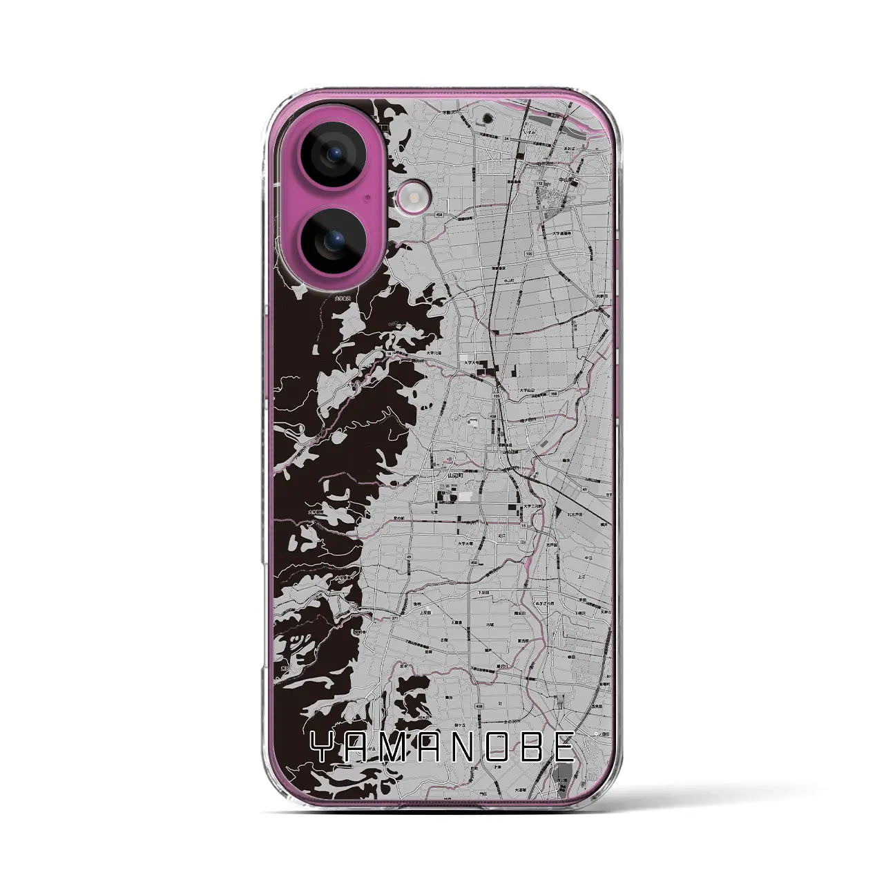 【山辺(山形県)】地図柄iPhoneケース(クリアタイプ)モノトーン・iPhone 16 Pro 用