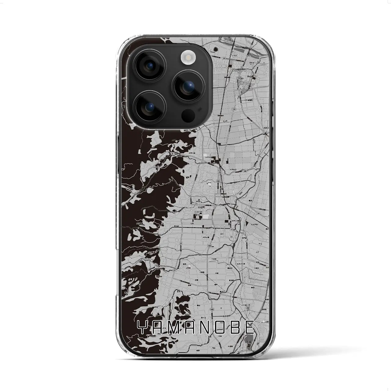 【山辺(山形県)】地図柄iPhoneケース(クリアタイプ)モノトーン・iPhone 16 用