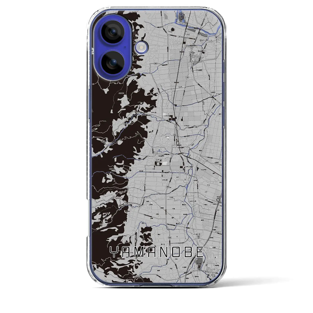 【山辺(山形県)】地図柄iPhoneケース(クリアタイプ)モノトーン・iPhone 16 Pro Max 用