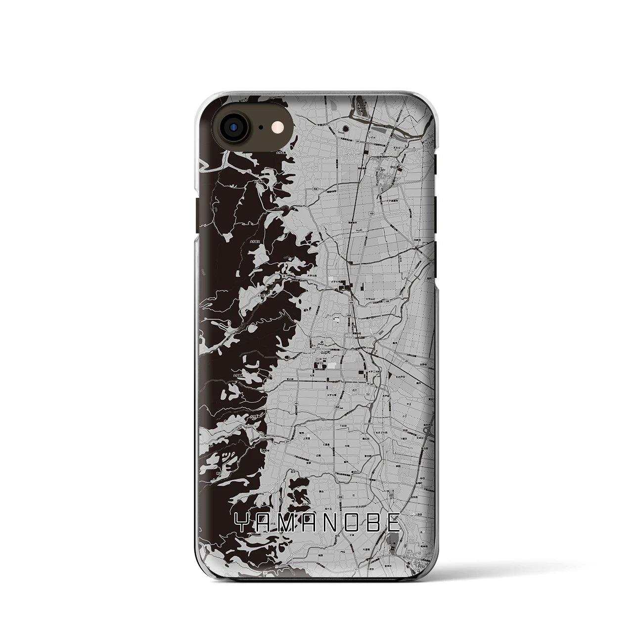 【山辺(山形県)】地図柄iPhoneケース(クリアタイプ)モノトーン・iPhone SE(第3 / 第2世代) / 8 / 7 / 6s / 6 用