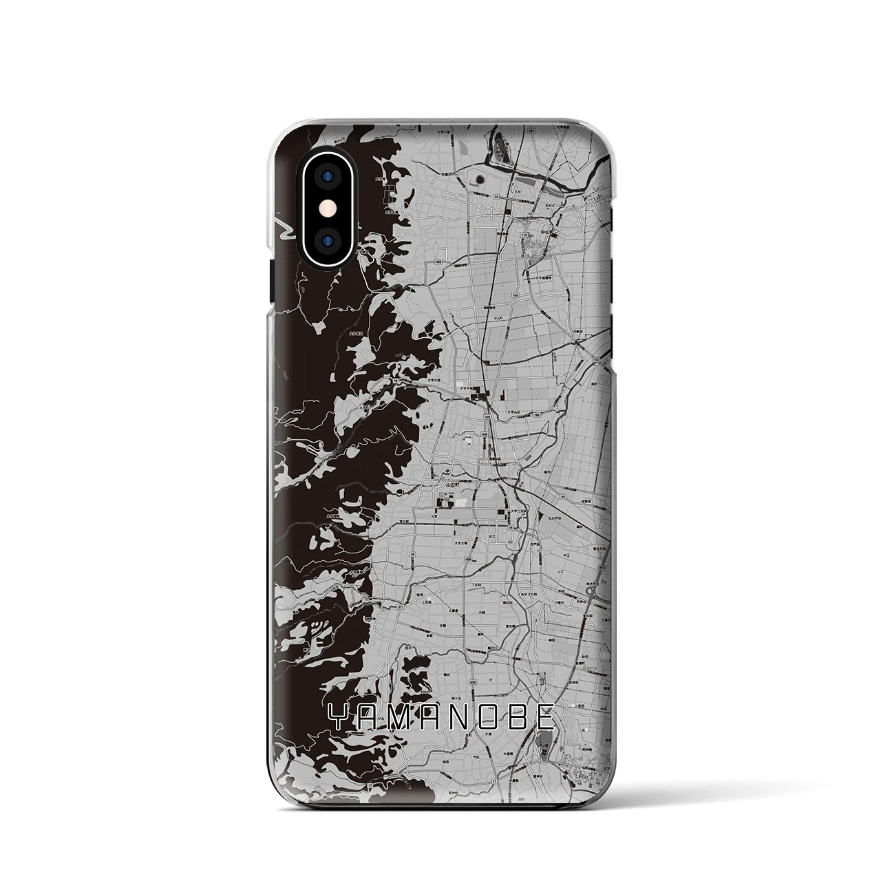【山辺(山形県)】地図柄iPhoneケース(クリアタイプ)モノトーン・iPhone XS / X 用