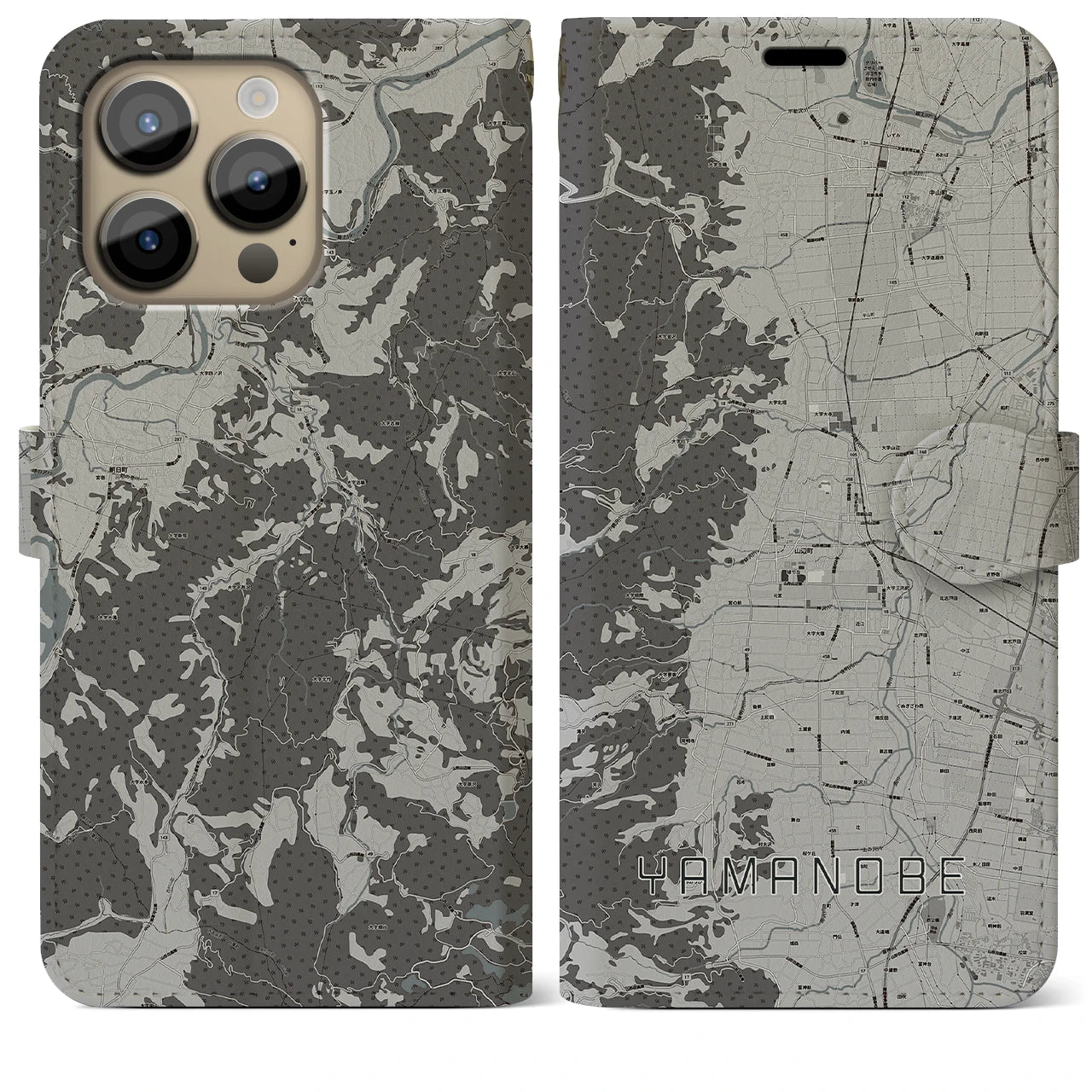 【山辺(山形県)】地図柄iPhoneケース(手帳タイプ)