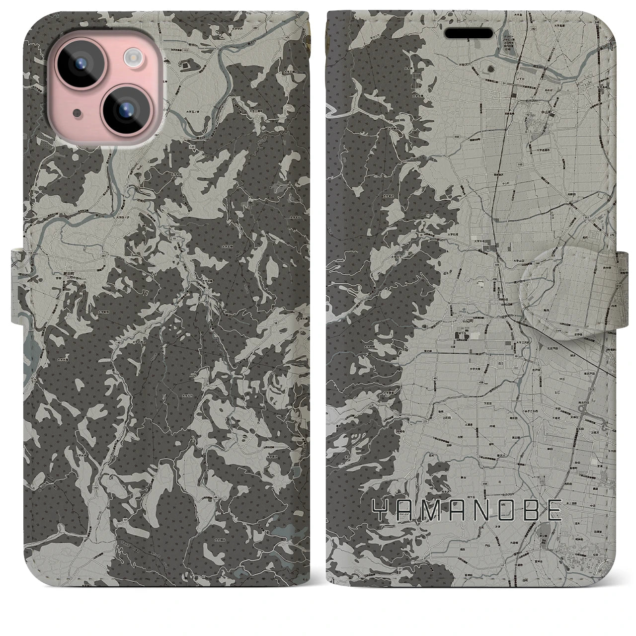 【山辺(山形県)】地図柄iPhoneケース(手帳タイプ)