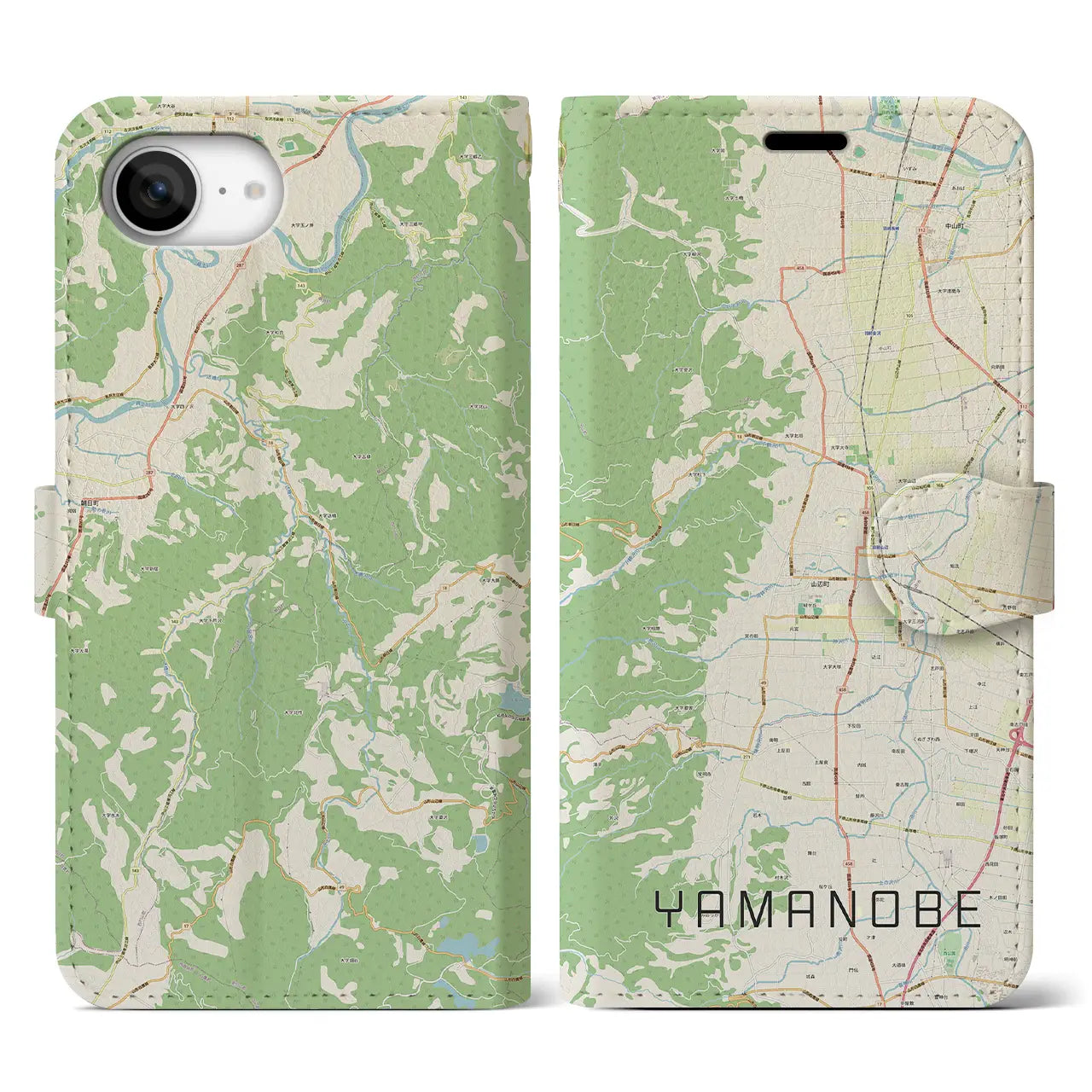 【山辺(山形県)】地図柄iPhoneケース(手帳タイプ)