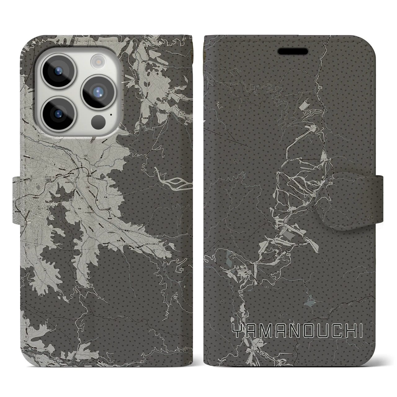 【山ノ内(長野県)】地図柄iPhoneケース(手帳タイプ)