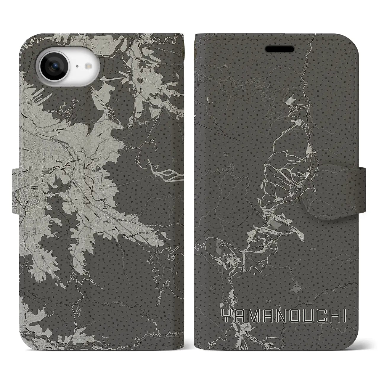 【山ノ内(長野県)】地図柄iPhoneケース(手帳タイプ)