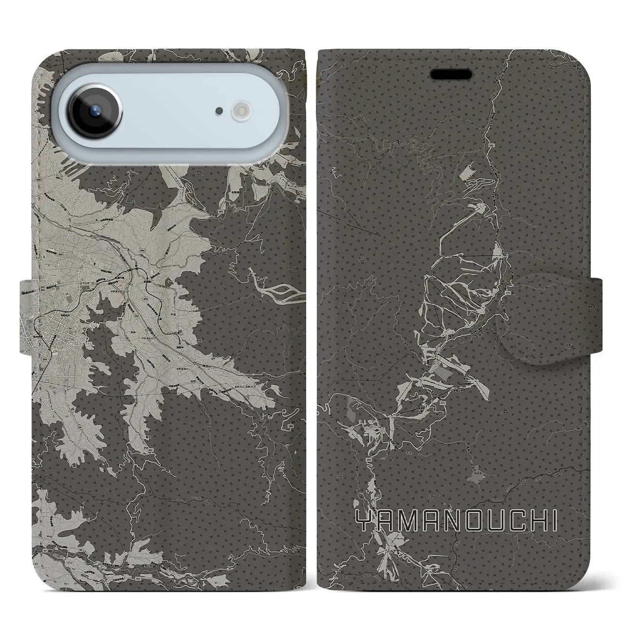 【山ノ内(長野県)】地図柄iPhoneケース(手帳タイプ)