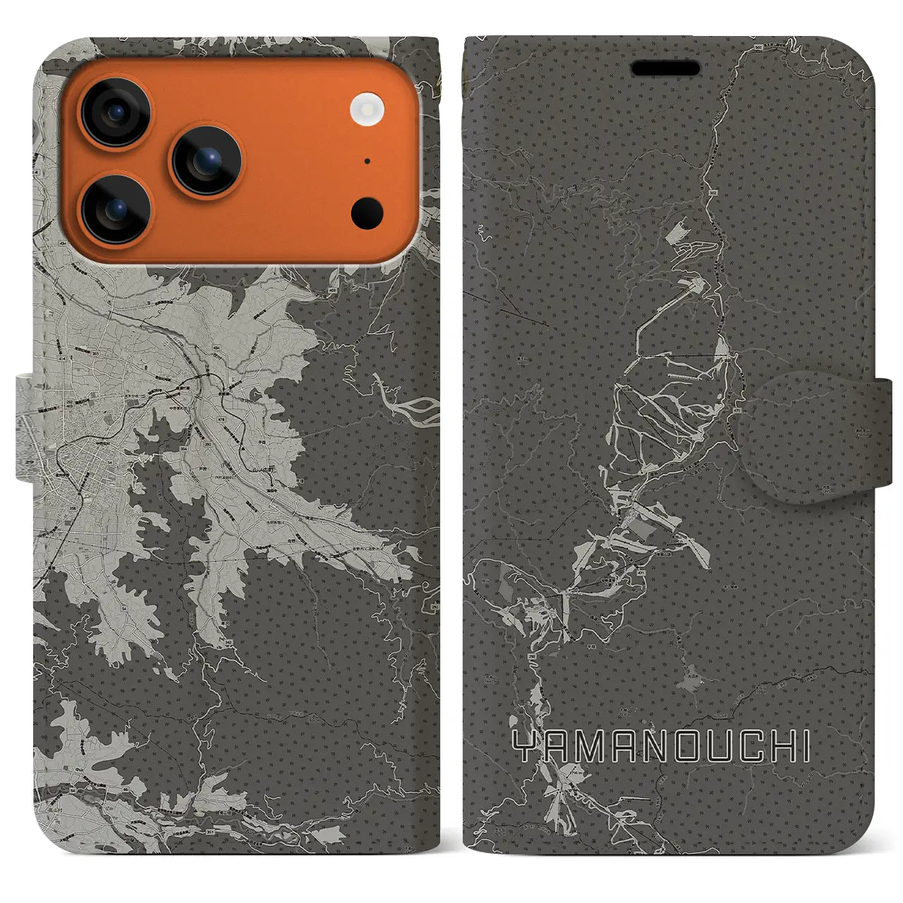 【山ノ内(長野県)】地図柄iPhoneケース(手帳タイプ)