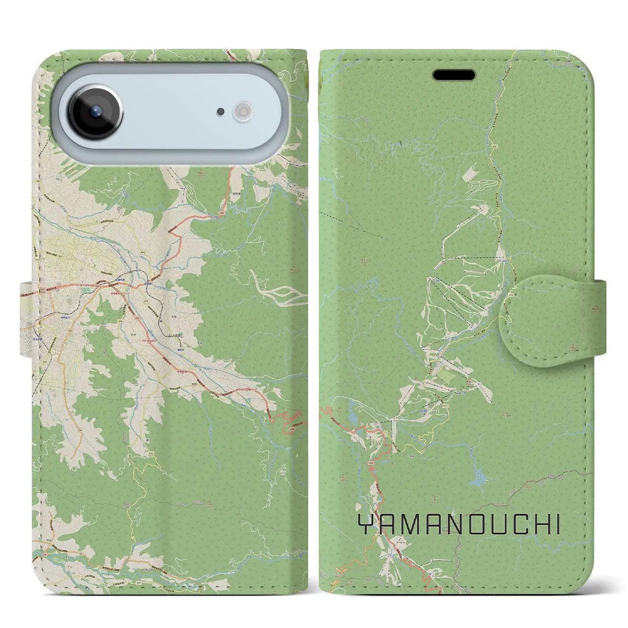 【山ノ内(長野県)】地図柄iPhoneケース(手帳タイプ)