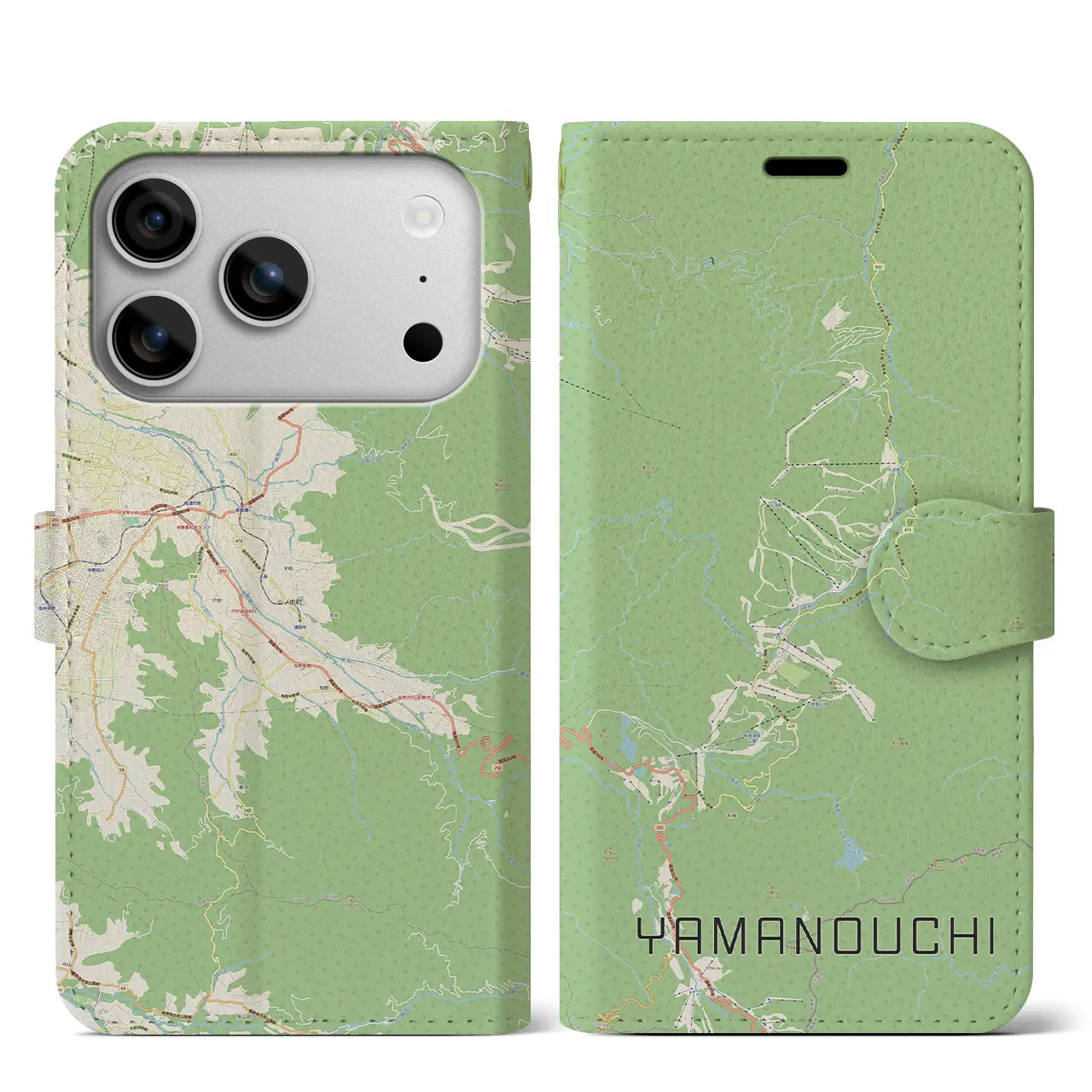 【山ノ内(長野県)】地図柄iPhoneケース(手帳タイプ)