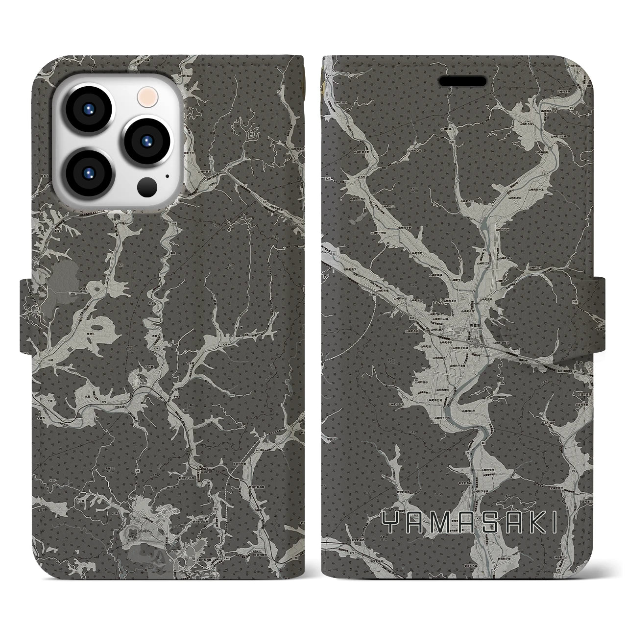 【山崎(兵庫県)】地図柄iPhoneケース(手帳タイプ)