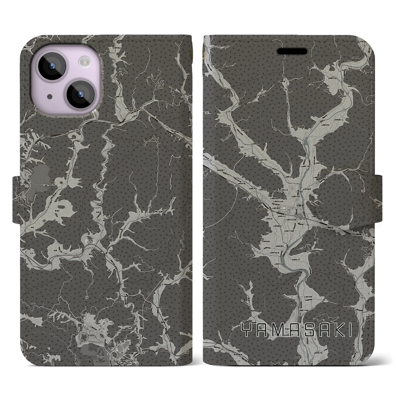 【山崎(兵庫県)】地図柄iPhoneケース(手帳タイプ)