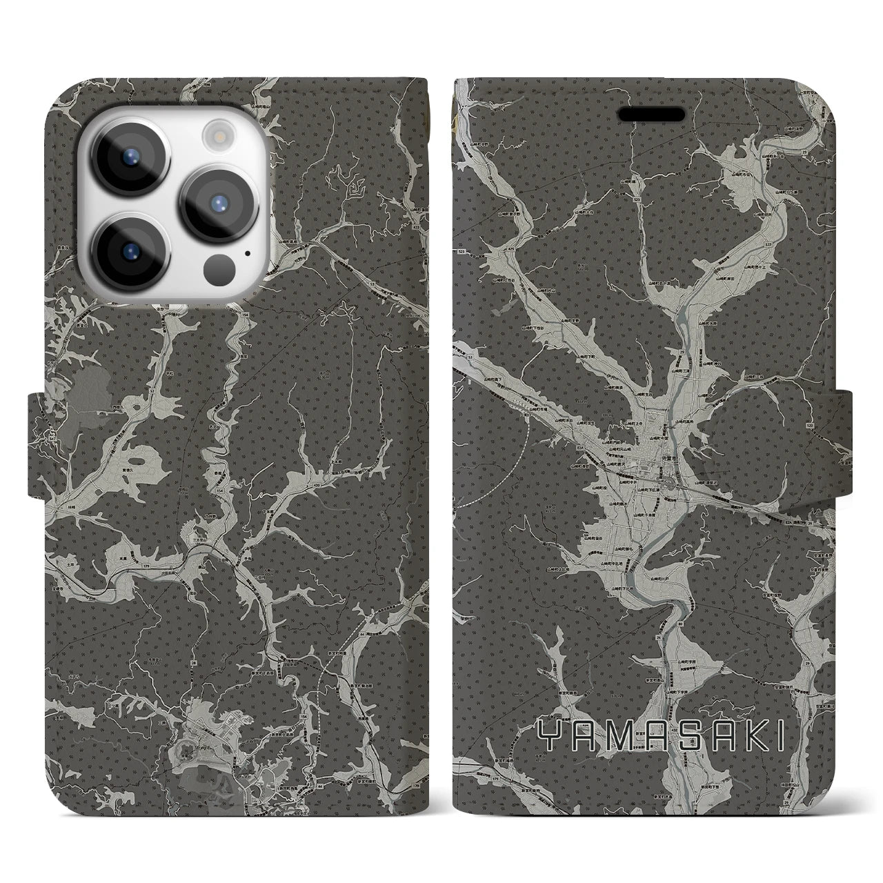 【山崎(兵庫県)】地図柄iPhoneケース(手帳タイプ)