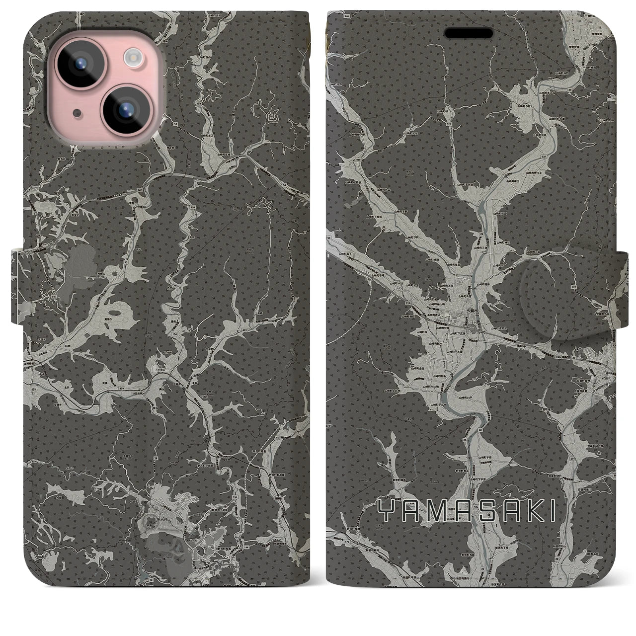【山崎(兵庫県)】地図柄iPhoneケース(手帳タイプ)