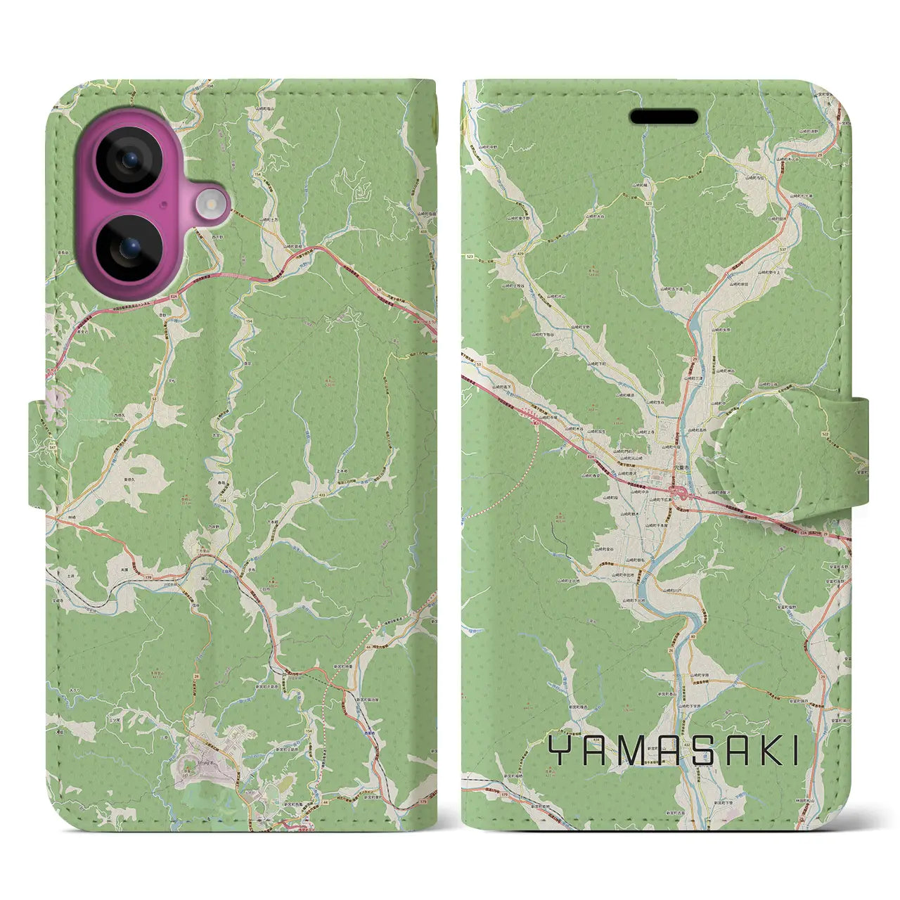 【山崎(兵庫県)】地図柄iPhoneケース(手帳タイプ)ナチュラル・iPhone 16 Pro 用