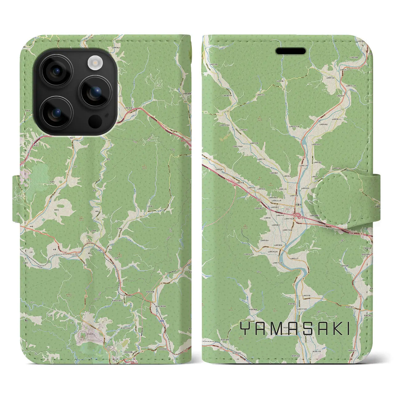 【山崎(兵庫県)】地図柄iPhoneケース(手帳タイプ)ナチュラル・iPhone 16 用