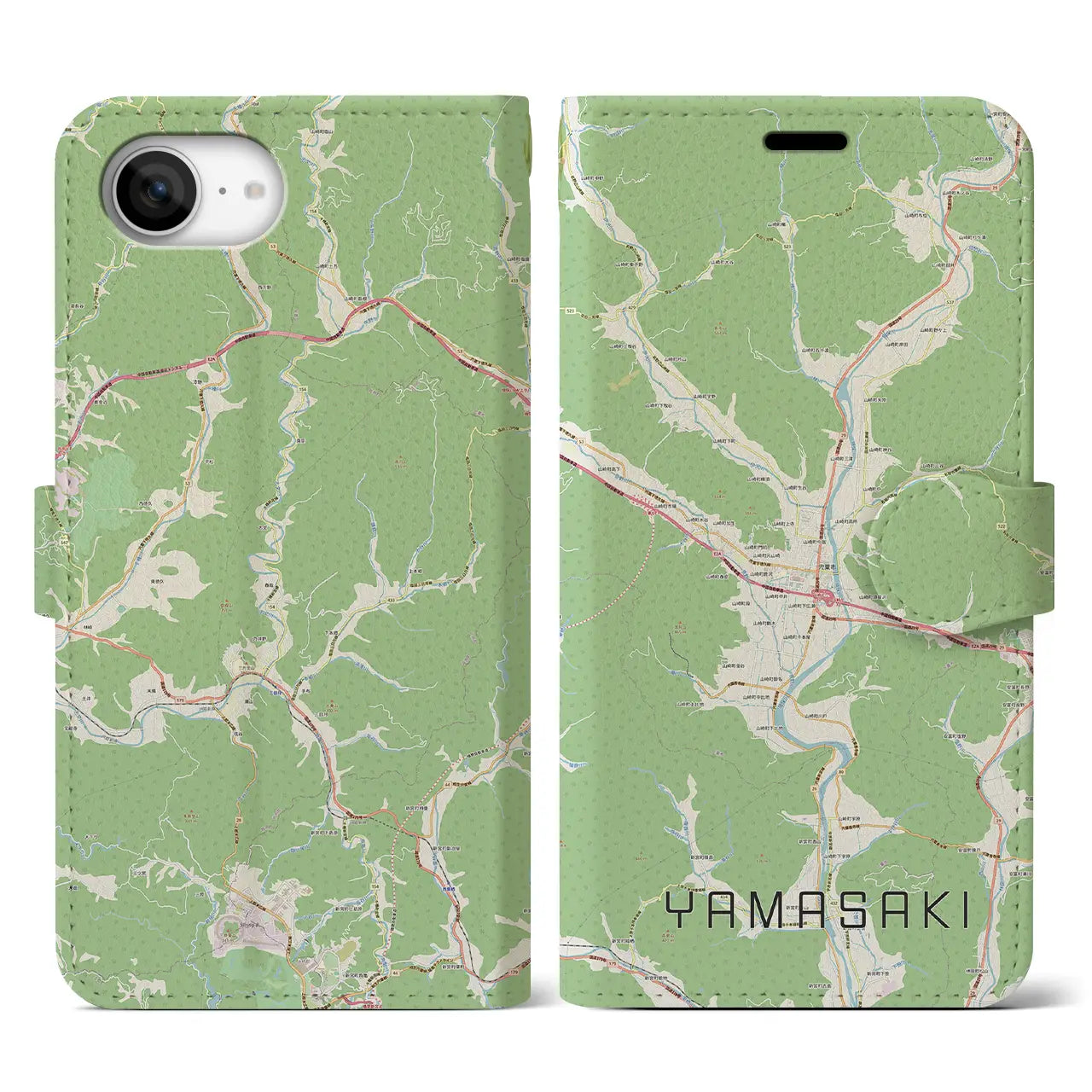 【山崎(兵庫県)】地図柄iPhoneケース(手帳タイプ)