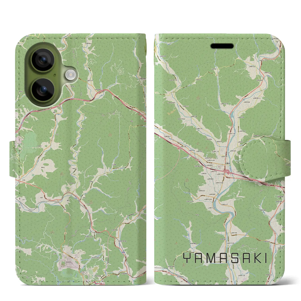 【山崎(兵庫県)】地図柄iPhoneケース(手帳タイプ)