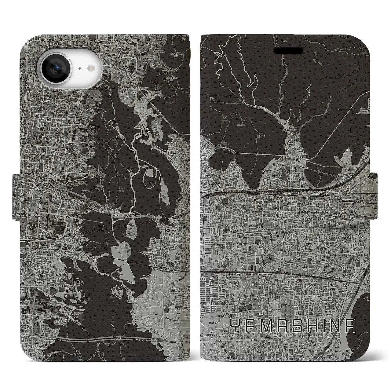 【山科(京都府)】地図柄iPhoneケース(手帳タイプ)