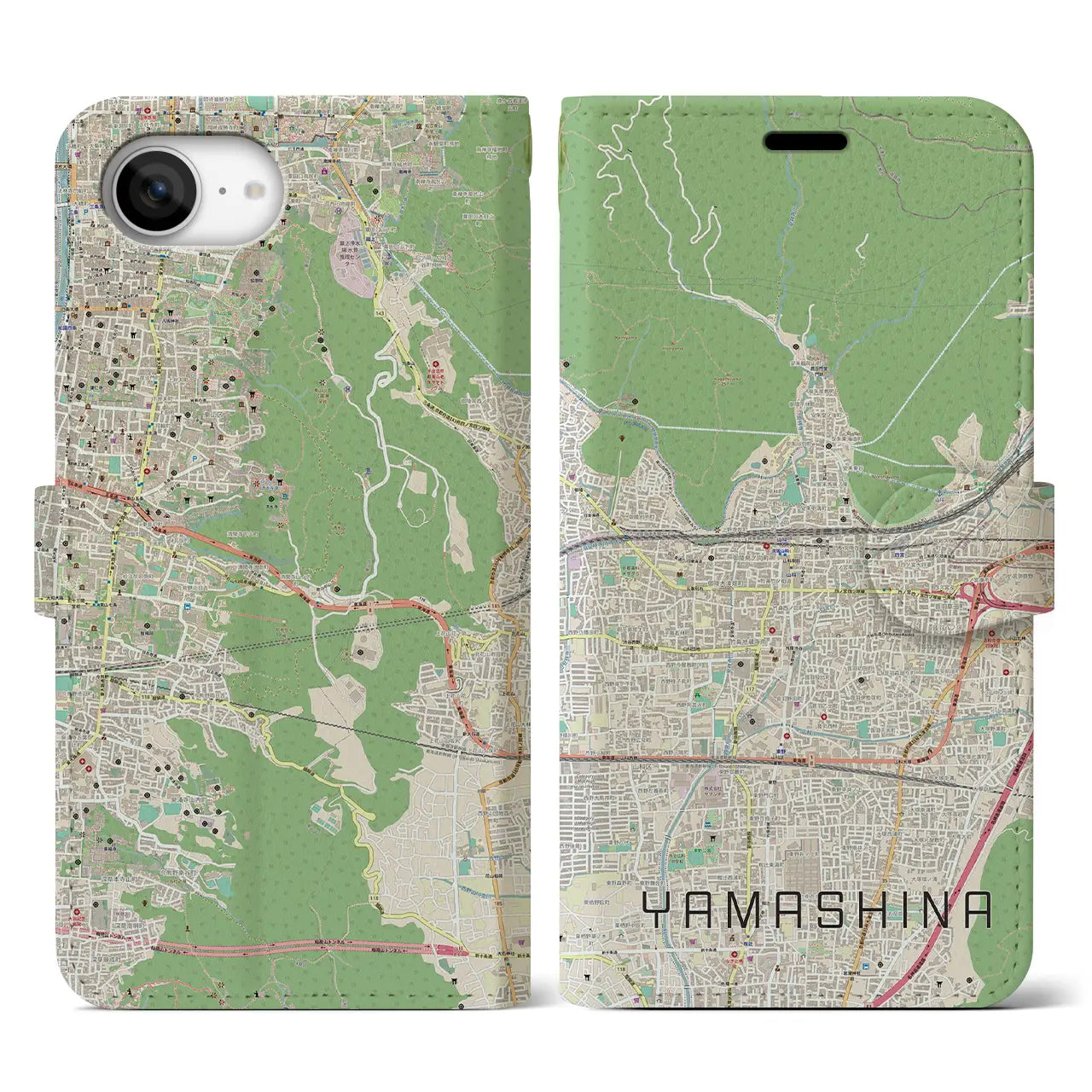 【山科(京都府)】地図柄iPhoneケース(手帳タイプ)