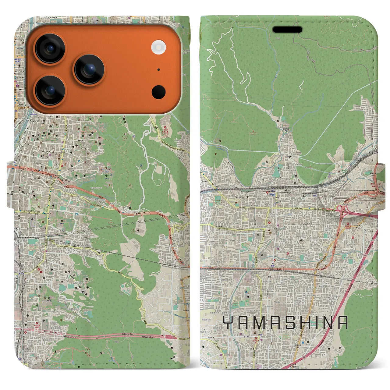 【山科(京都府)】地図柄iPhoneケース(手帳タイプ)
